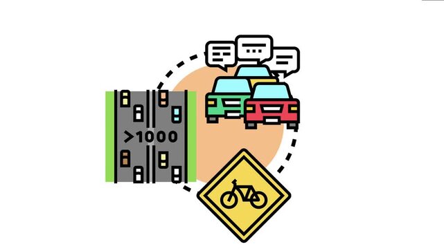 Driving on roads requiring safety and caution, drivers follow legal regulations and rules on public transportation routes, ensuring bicycle road sign guidance