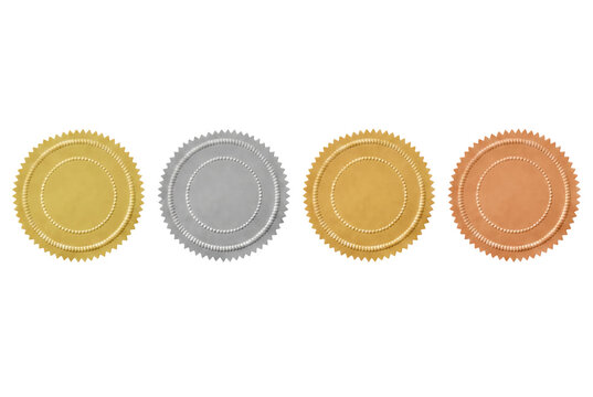Set of Four Metallic Serrated Award Seals