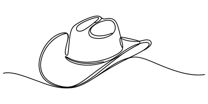 Continuous single line drawing of a western cowboy hat Vector, illustration