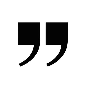Quotation marks icon in black silhouette on white background. quote right icon for interface design.