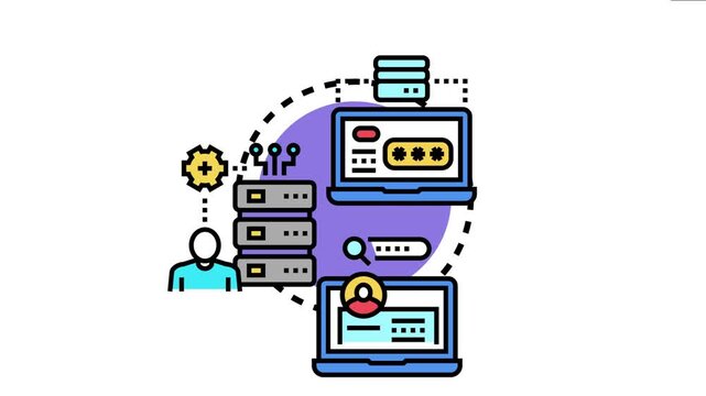 Admin authentication process ensuring secure system access and data protection, involving user verification, password entry, and server interaction for managing network resources
