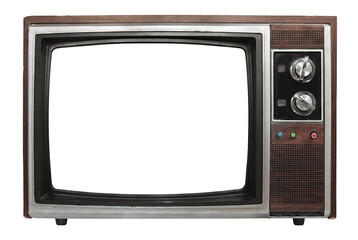 Vintage Wood Cabinet Television with Analog Dials and Control Buttons © Md