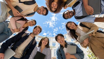Obraz premium Diverse University Students Learning, Collaborating and Enjoying Campus Life
