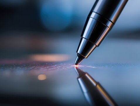 High tech stylus pen tip touching tablet screen showcasing digital art creative technology and graphic design illustration for modern artist professional drawing workflow innovation equipment concept.