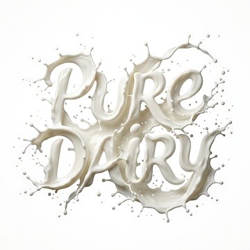 Pure dairy text effect made of liquid milk splashes