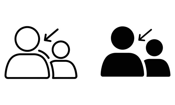 Illustrating the concept of user access control and permission levels with a parent child relationship icon set showing hierarchy