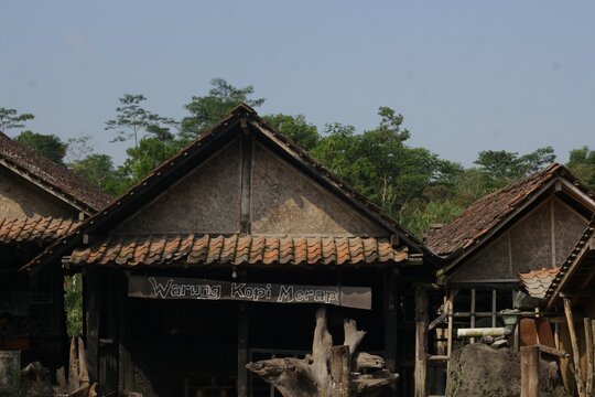 Outdoor view of warung kopi merapi, a coffee shop near mount merapi in indonesia.