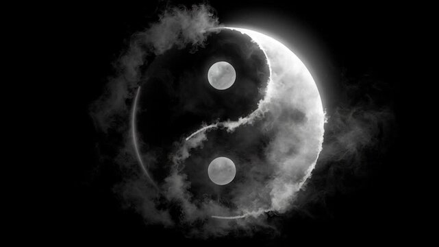 Rotating Yin Yang Formed by Lunar Clouds / 月光の雲で形作られ回転する陰陽図
