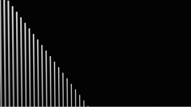 Dark Black Abstract Background with White Vertical Line Corner Pattern and Copy Space