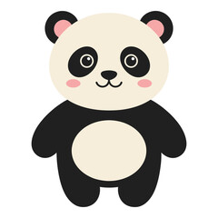 Cute cartoon panda bear with smiling face and rosy cheeks standing alone © nirob