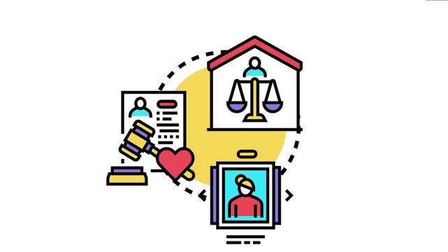 Legal process concept the finalization of adoption, combining justice, family, and documentation elements for a new family unit