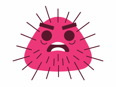 Angry Pink Virus Cartoon Character Mascot Vector Illustration