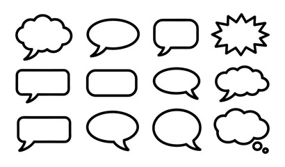 Fototapeta premium Blank Speech Bubble and Thought Cloud Icon Set for Comic Books Chat Applications Messenger UI and Promotional Designs