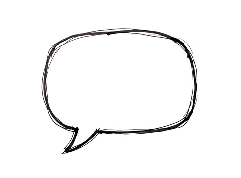 Hand drawn speech bubble sketch for communication and chat messages isolated on transparent background