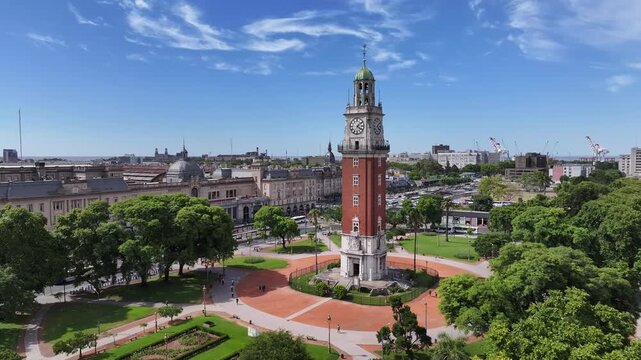 Aerial view of the City Memorial Tower Square in Buenos Aires, Argentina