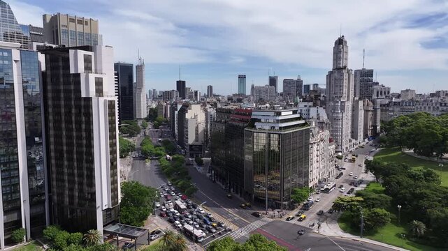 Aerial view of tall buildings in the city of Buenos Aires, Argentina, South America
