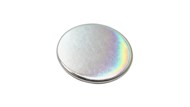 Shiny metallic silver round coin token isolated on transparent background for financial business economy