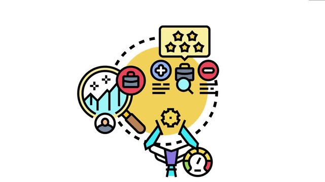 Business icons competitive benchmarking strategy with performance evaluation, market analysis, and key performance indicators for organizational growth measurement