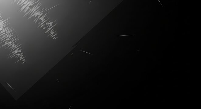 An abstract dark background, featuring a diagonal, light beam with, subtle white noise, or grain texture, and faint glowing, particles in the darkness