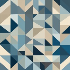 Fototapeta premium Abstract geometric triangle pattern in blue and beige tones for modern background wallpaper design.
