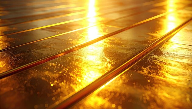 Luxurious gold bars gleam under bright, warm lighting.
