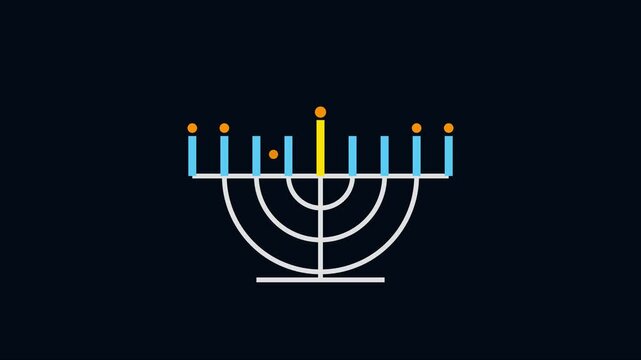 Minimalist hanukkah menorah animation with glowing candles and floating lights for jewish holiday celebration and religious motion 4k