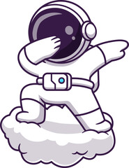 Fototapeta premium Cute Astronaut Dabbing On Cloud Cartoon
