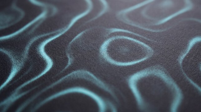 Abstract damascus steel pattern, wavy blue metallic texture on dark metal surface, industrial ripple effect background