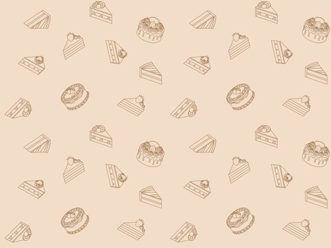 ケーキのシームレスパターン　D-3'