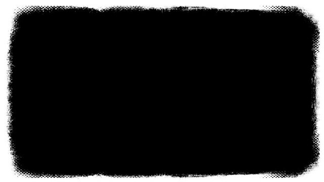 Grunge Texture Frame Overlay.Dry stroke frame in black loop animation grunge animation.Abstract black and white grunge border with scratches and paint splatters.Video effect 4k resolution