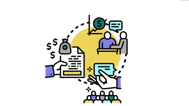 Financial advisor consulting clients about investment strategies and business growth, offering professional guidance, expertise, and document preparation for economic success
