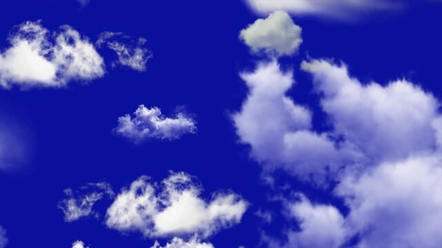 Moving Clouds Animation, Fluffy White Cloud Motion, Blue Sky Background, Drifting Cloudscape Effect, Natural Cloud Movement, Atmospheric Sky Footage, Weather Background