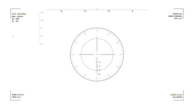 Futuristic circle elements. HUD focus elements. Sci-fi circular design. Camera viewfinder collection, Military. Military targeting sight viewfinder, sniper collimator reticle with mil-dot scale