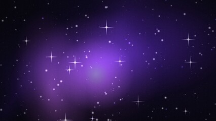 Fototapeta premium Deep purple nebula background, with twinkling stars, and soft light, flares in outer, space sky