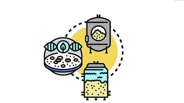 Aerobic microbial fermentation illustrates scientific processes in a bioreactor, laboratory petri dish, and industrial tank, focusing on microorganism growth and biochemical reactions