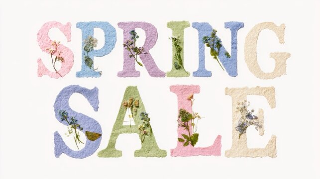 Spring Sale Announcement with Floral Lettering.
