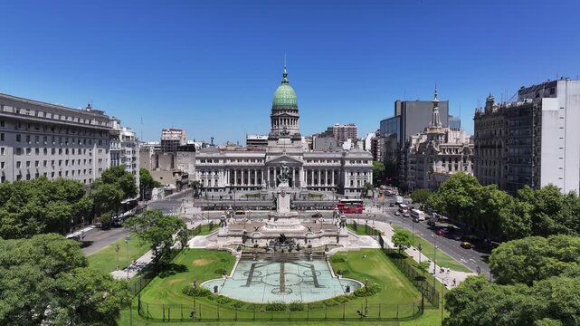 Aerial view of the City Congress Square in Buenos Aires, Argentina