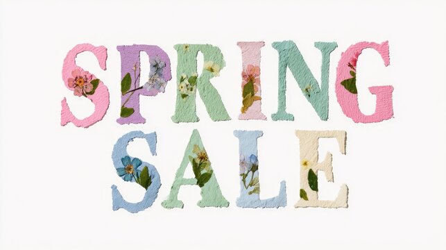 Spring Sale Floral Typography Design.