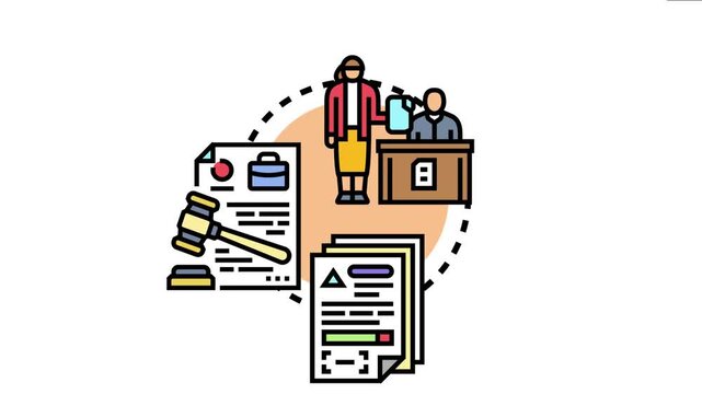 Person submitting a sworn statement to a legal professional, symbolizing important judicial procedures and official recordkeeping with relevant legal documents and a gavel