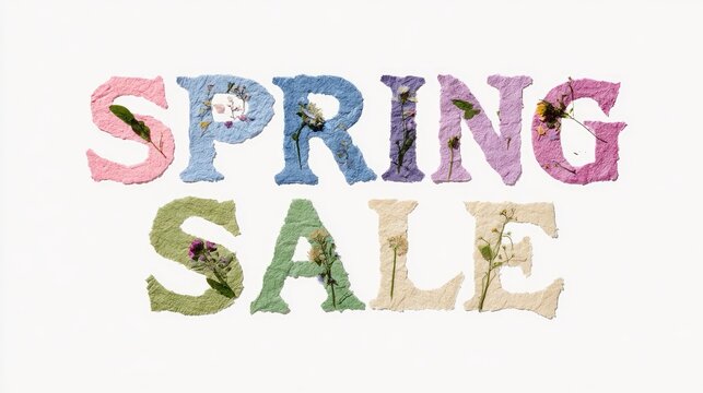 Spring Sale Typography with Floral Elements.