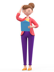 Fototapeta premium A woman holds a clipboard