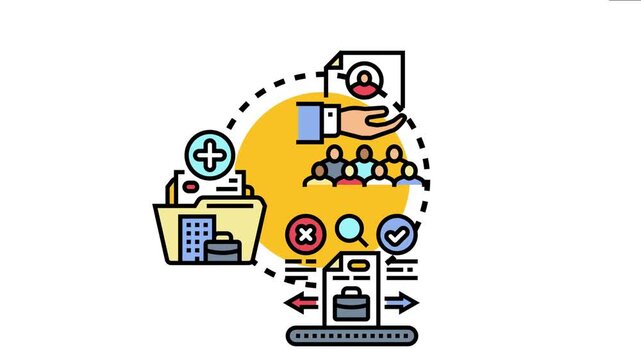 Business process icon strategic talent acquisition, recruitment, and human resources management, focusing on hiring efficient and cost effective staff