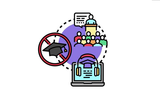 After school activities concept with a speaker educating a group. Depicting lessons. And a laptop with headphones for online education