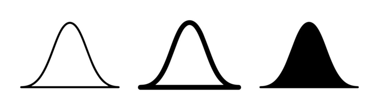 Bell Curve Variations, Gaussian Distribution Icons, Statistical Analysis Symbols
