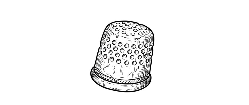 Hand-drawn thimble isolated on transparent background