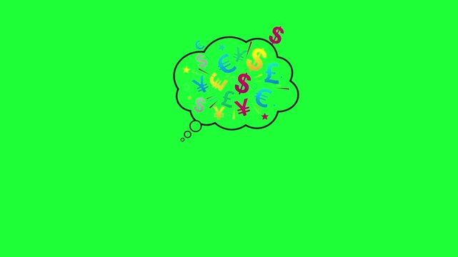 Colorful currency symbols thought