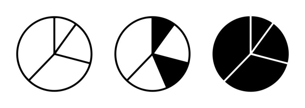 Pie Chart Icons, Data Visualization Segments, Business Analytics Graphics, Simple Circle Charts