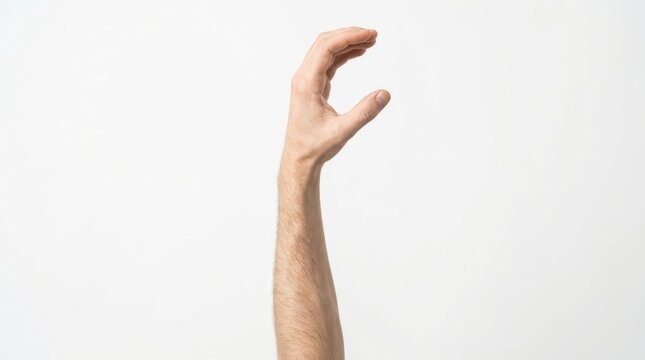 Closeup of a mans hand making a cshape gesture isolated on white background