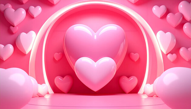 かわいいハートアートが彩るY2Kスタジオセット背景
Cute Y2K heart art studio set with dreamy holographic decor