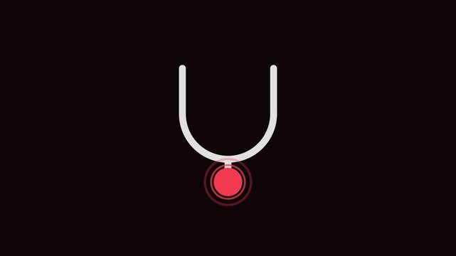 Minimalist u-shaped loading animation with pulsing red indicator on dark 4k background, progress
